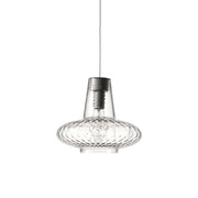 Giulietta sospensione ø.320x3150mm. 1xe27 70w hs-ip20-ver.grigio, vtr.trasp.