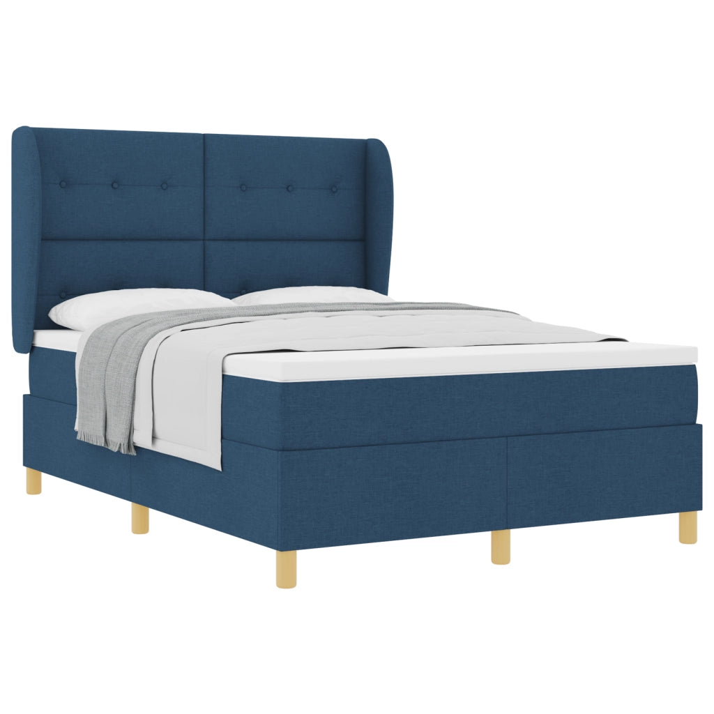 Letto Box Spring con Materasso Blu 140x200 cm Tessuto
