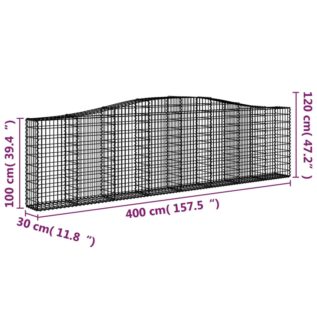 Cesti Gabbioni ad Arco 3 pz 400x30x100/120 cm Ferro Zincato 3145827
