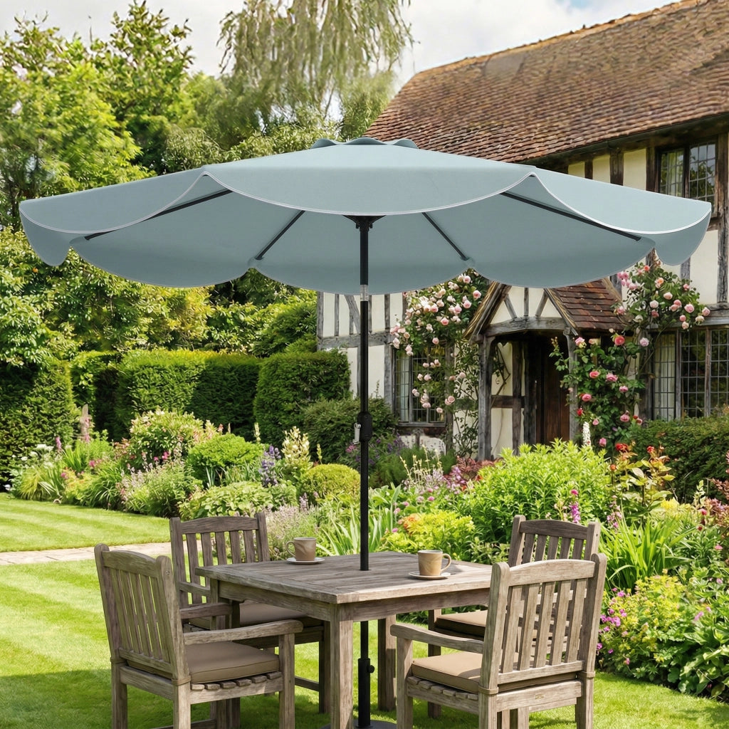 Ombrellone da Giardino Rotondo Inclinabile ¨C zephmum ¨C ¦µ265x235 cm, Blu