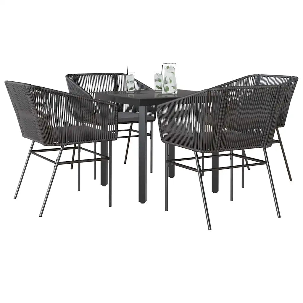 Set da Pranzo da Giardino con Cuscini 5 pz | Set Salotto da Giardino Polyrattan Vetro