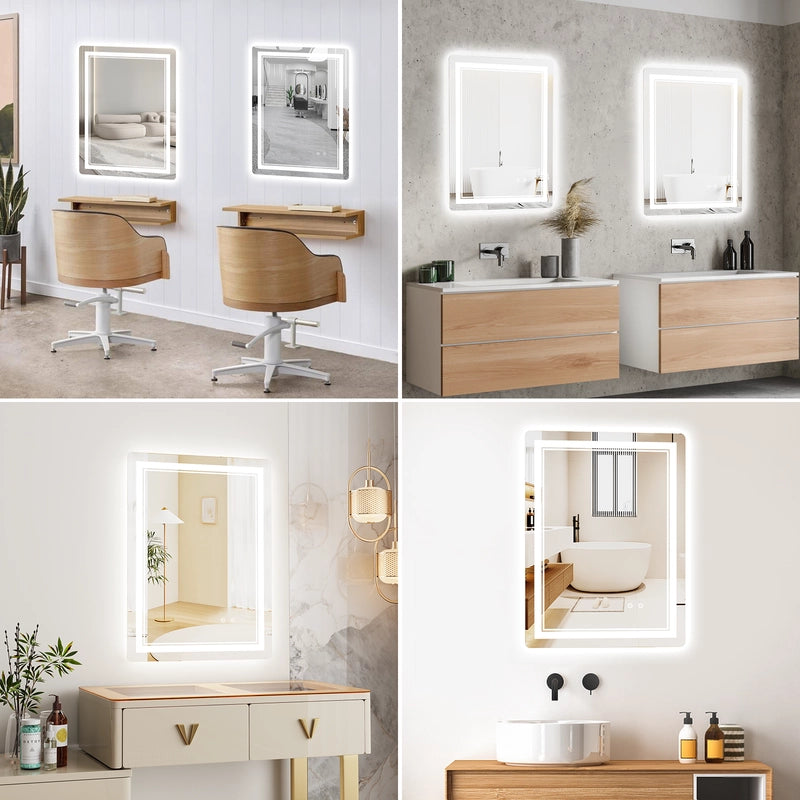 Specchio da bagno, specchio da bagno LED , 60x80 cm, 3 temperature di colore, antiappannamento, dimmerabile, impermeabile IP44