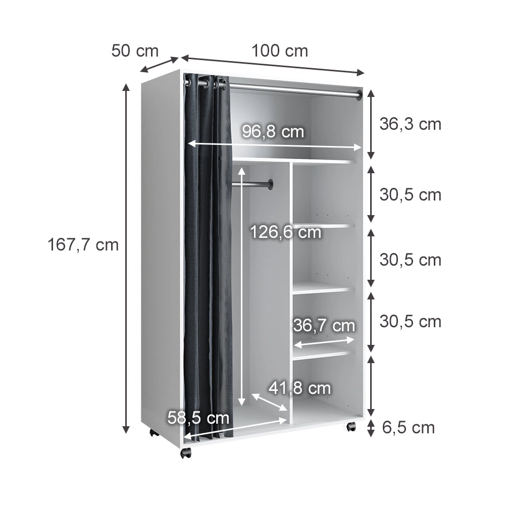 Vicco  Armadio  multifunzione  Bianco 100 x 168  cm