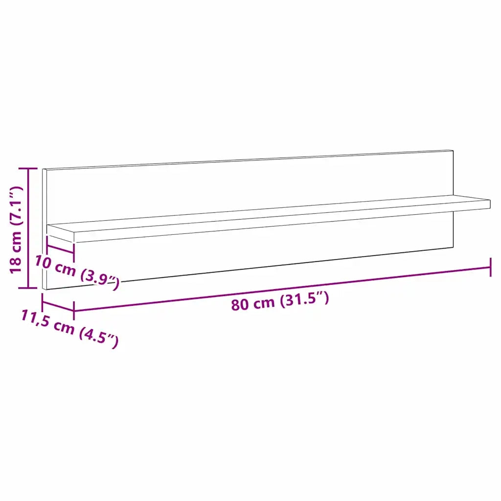 4 pz Scaffali da Parete | Mensola sospesa Rovere artigianale 80 x 11,5 x 18 cm