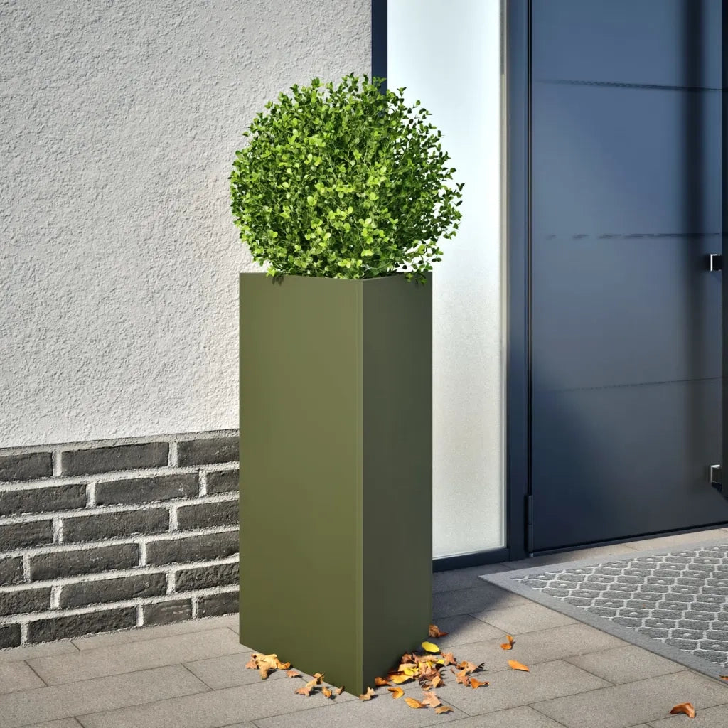 Fioriere 2 pz Verde Oliva Triangolari 40x34,5x75 cm in Acciaio 851164