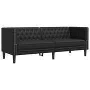 Divano | Divano da soggiorno | Sofa Chesterfield a 3 Posti Nero in Similpelle