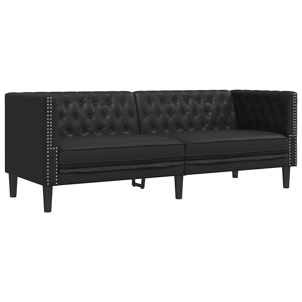 Divano | Divano da soggiorno | Sofa Chesterfield a 3 Posti Nero in Similpelle