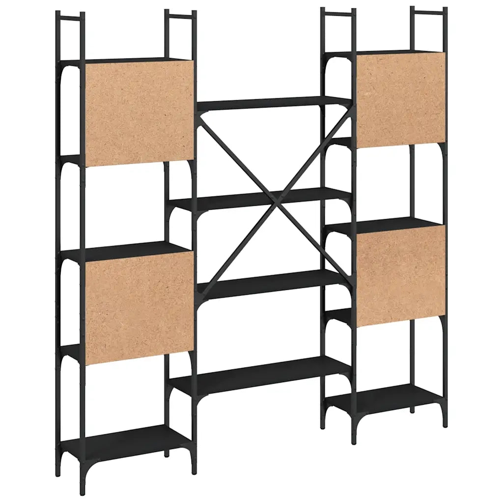 Libreria-Scaffale per Libri-Mobile di Stoccaggio Nera 155,5x24x166,5 cm in Legno Multistrato