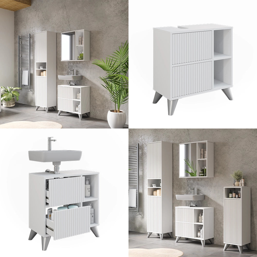 Vicco Mobile sottolavabo per bagno Bianco 60 x 62 cm con 2 cassetti