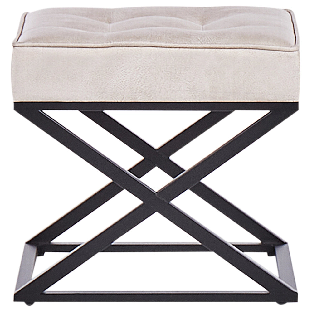 Poggiapiedi in poliestere beige con gambe in metallo Camera da letto Soggiorno Accessori per sedersi