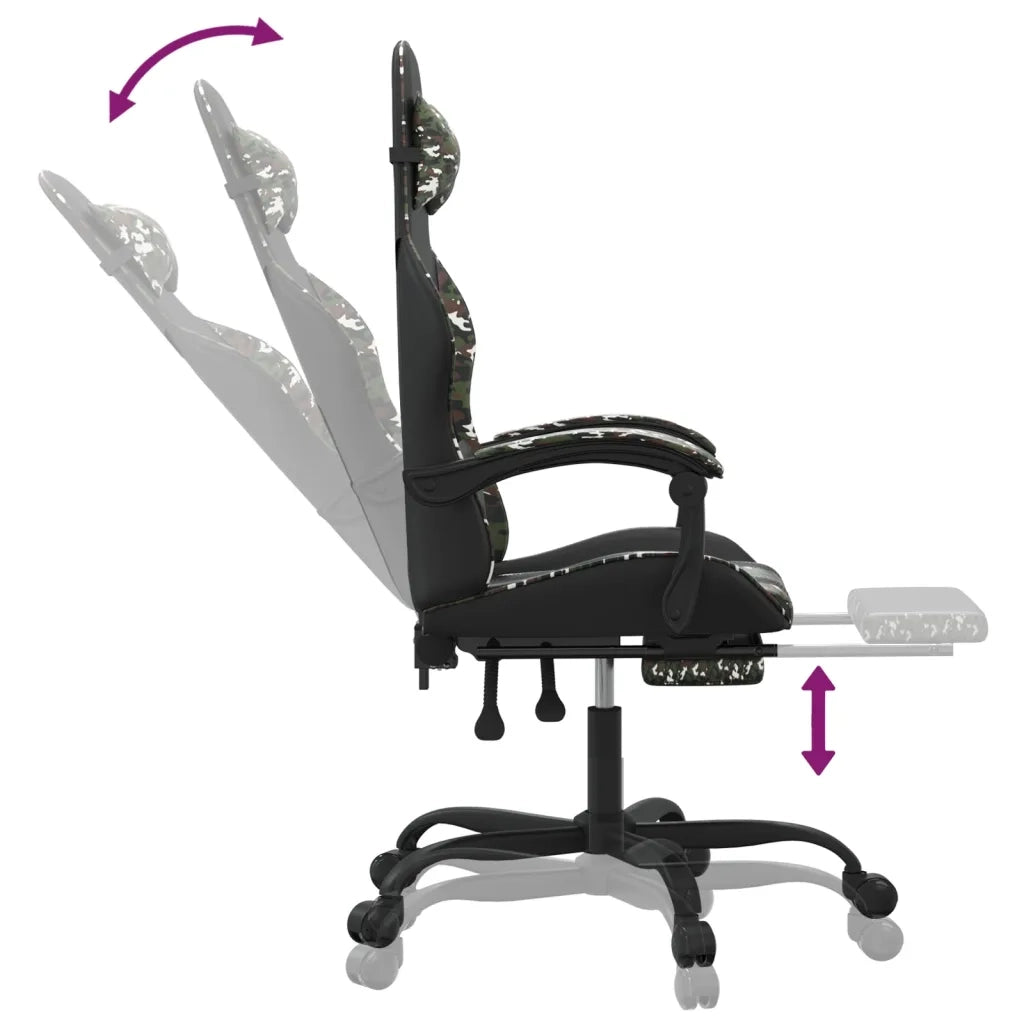 Sedia da Gaming con Poggiapiedi Nero e Mimetico in Similpelle cod mxl 65358