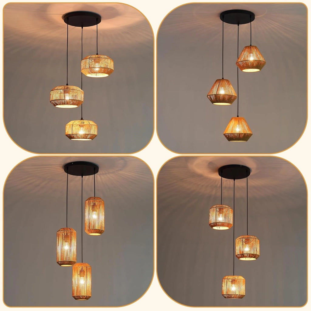 Lampada a sospensione ZMH vintage E27 nera a 3 luci (lampadina non inclusa)