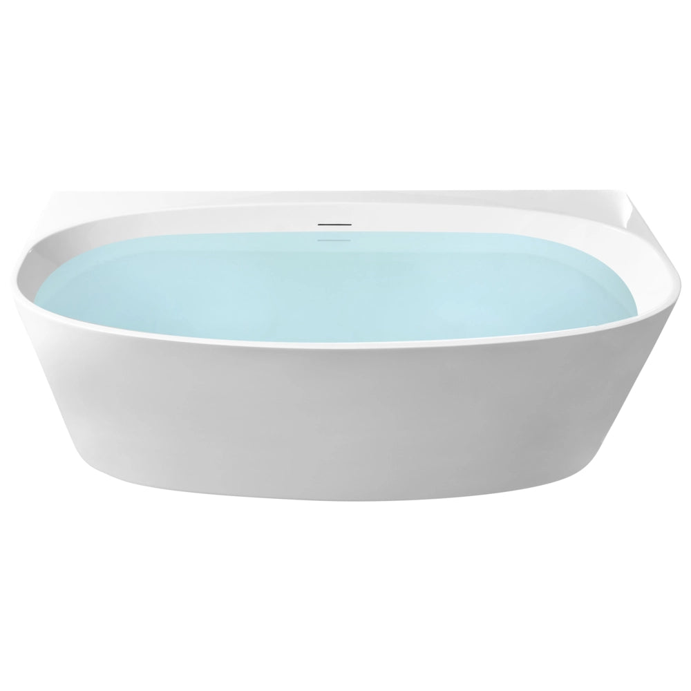 Vasca da bagno in acrilico ovale a filo parete 150 x 79 cm Bianca stile moderno