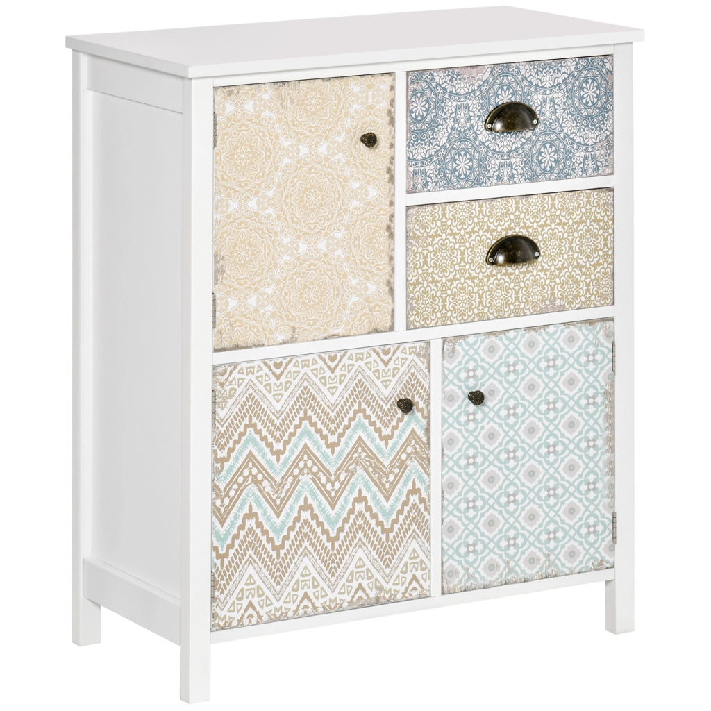 Comodino con 2 Cassetti e 3 Scomparti ¨C zephmum ¨C Bianco 68x34x80 cm