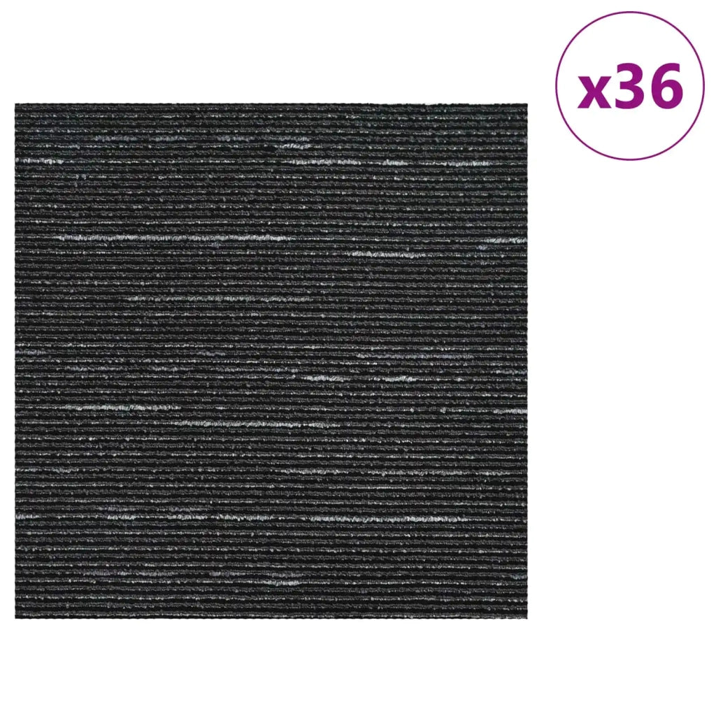 Piastrella per Tappeto Strisce Nere 50 x 50 cm 36 pcs
