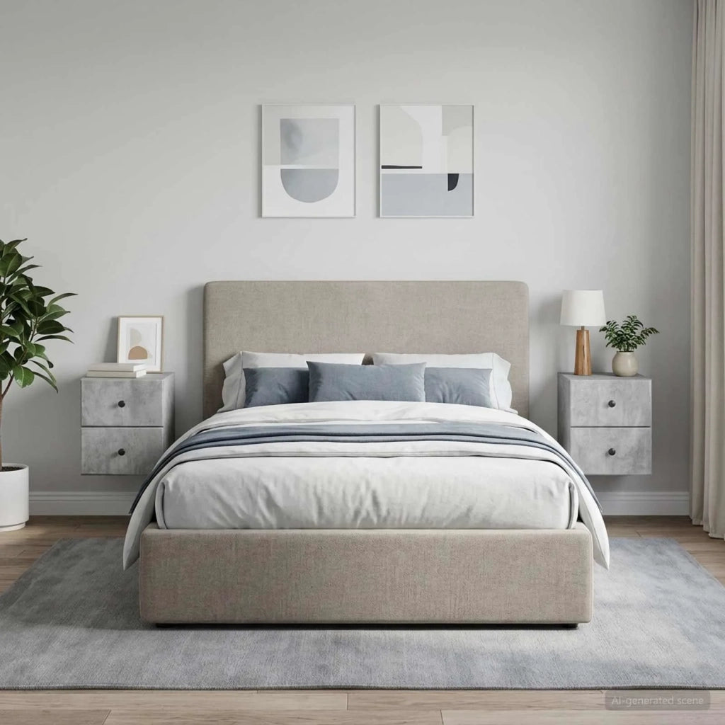 Mobiletto da notte a muro con cassetto 2 pcs Grigio Cemento 899152