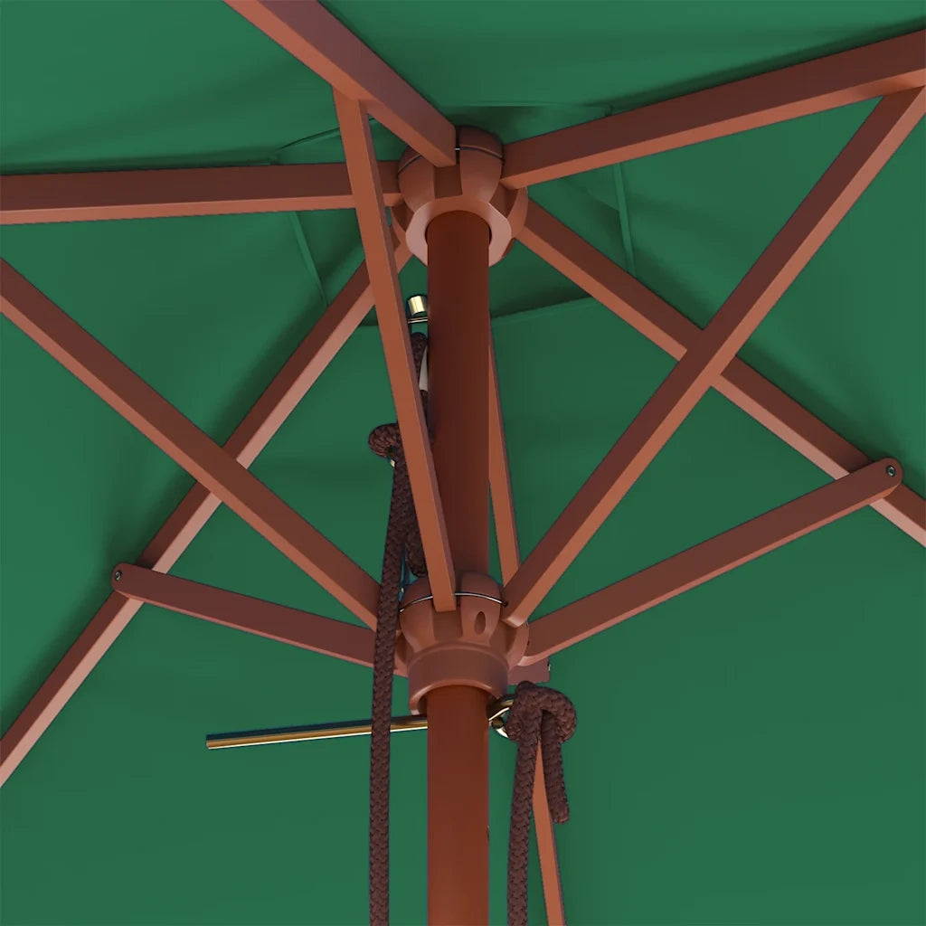 Ombrello | Parasolne da Esterni con Palo in Legno 150x200 cm Verde