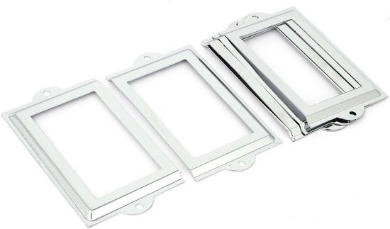 Filetta per etichette da 6 pezzi, supporto da 105mm x 60mm, colore argento, in acciaio inossidabile