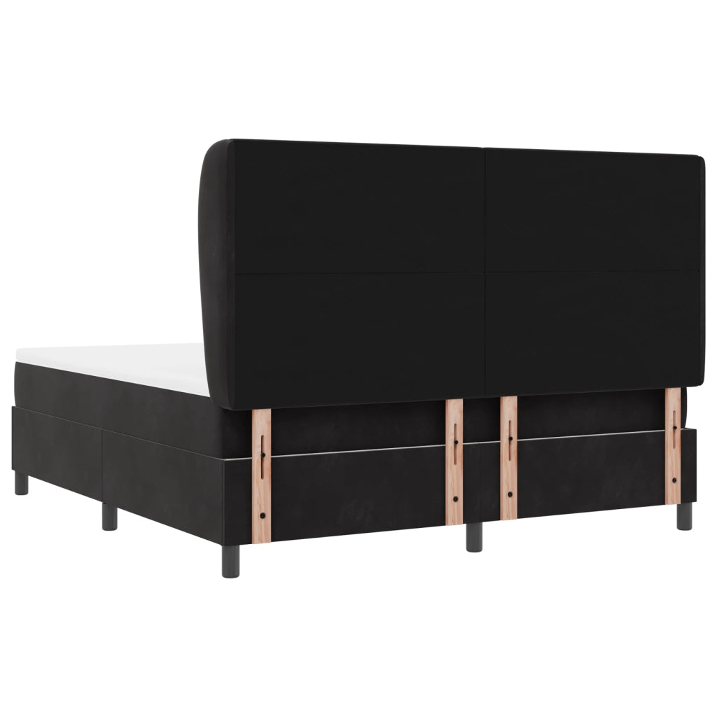Letto con Rete a Molle e Materasso Nero 180x200 cm Velluto