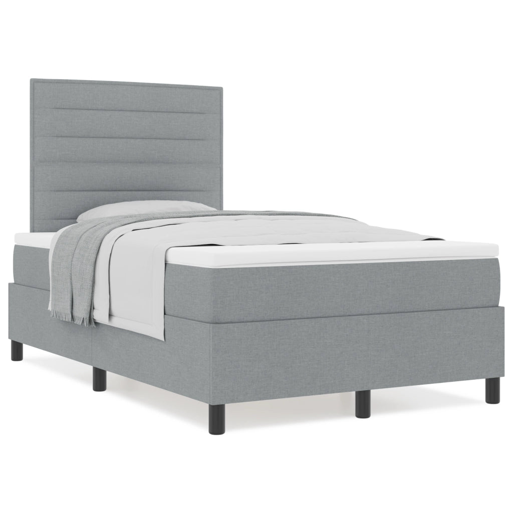 Letto con Box Spring e Materasso Grigio Chiaro 120x200 cm Tessuto