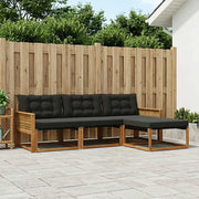 Set di divani da esterno con cuscino 4 pcs Naturale e Nero