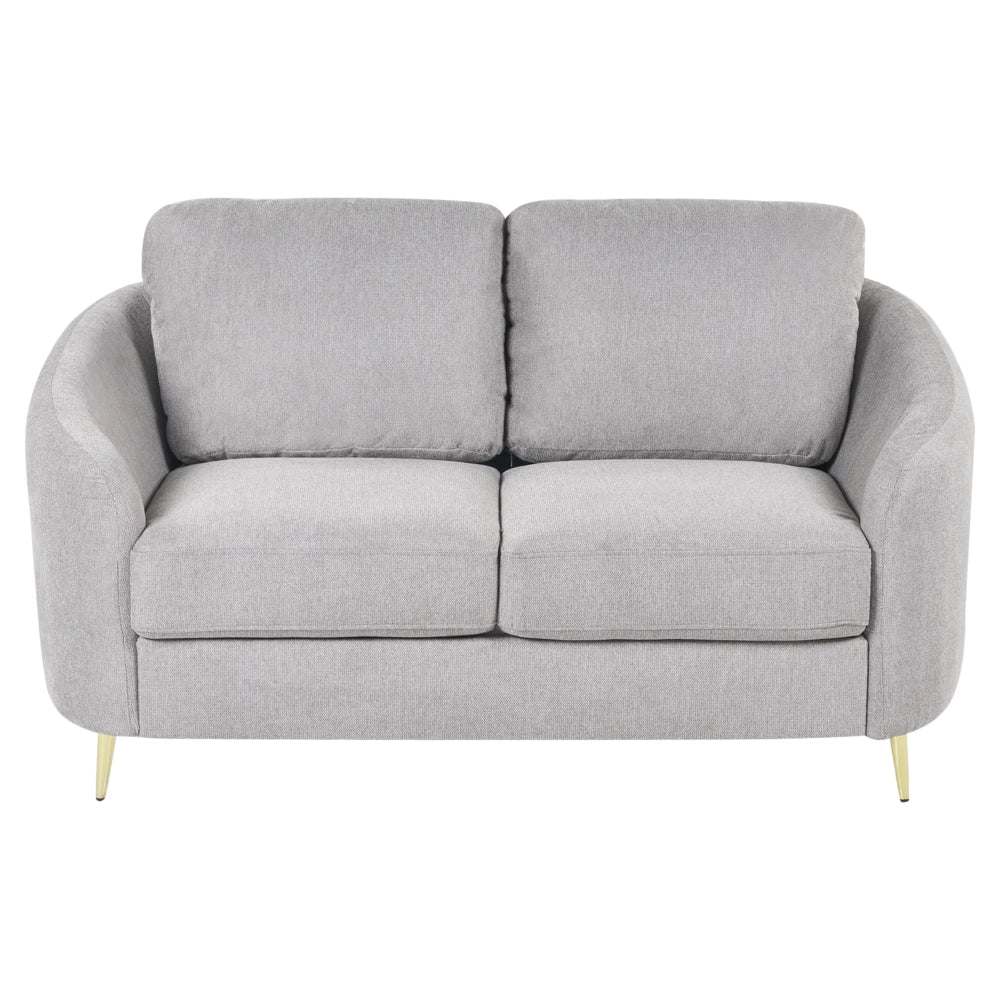 Divano 2 posti in tessuto grigio con piedi dorati curve morbide stile glamour elegante soggiorno