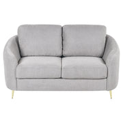 Divano 2 posti in tessuto grigio con piedi dorati curve morbide stile glamour elegante soggiorno
