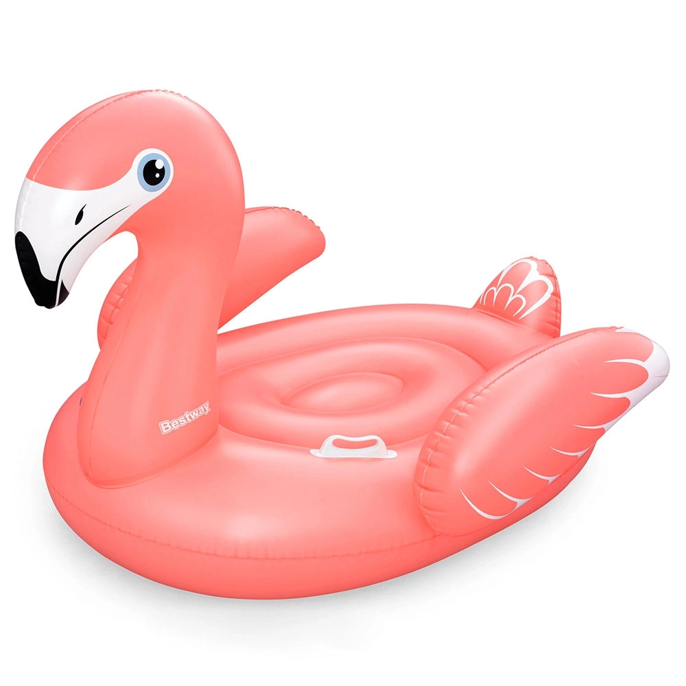 Trade Shop - Cavalcabile Gonfiabile Piscina Mare A Forma Di Fenicottero Rosa 168x120cm 2 Maniglie 41526 -