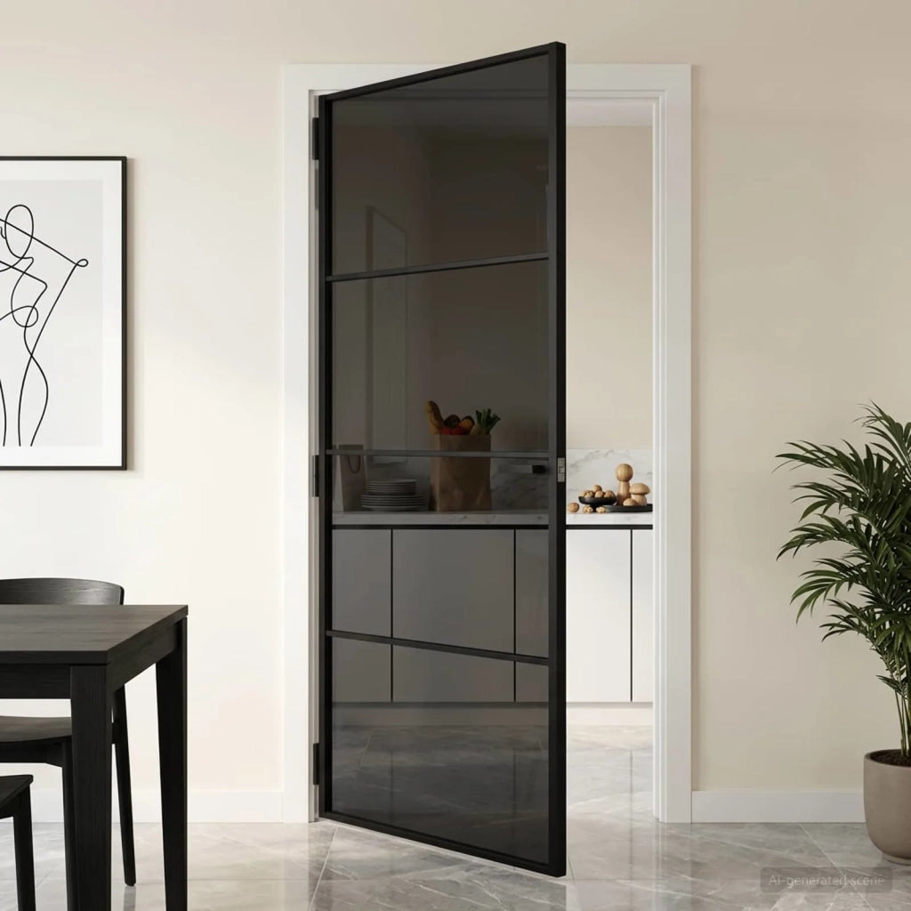 Porta Interna 93 x 201,5 cm Vetro Temperato e Alluminio 42054103