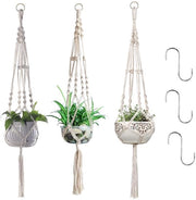 Macramé Corda a Sospensione, 3 Pezzi 105 cm Corda a Sospensione Bagni, Corda a Sospensione Macramé, Corda a Sospensione in Cotone con Uncinetto per Bagni, Terrazzi, Plafond, Balcone, Giardino, Decorazione Murale