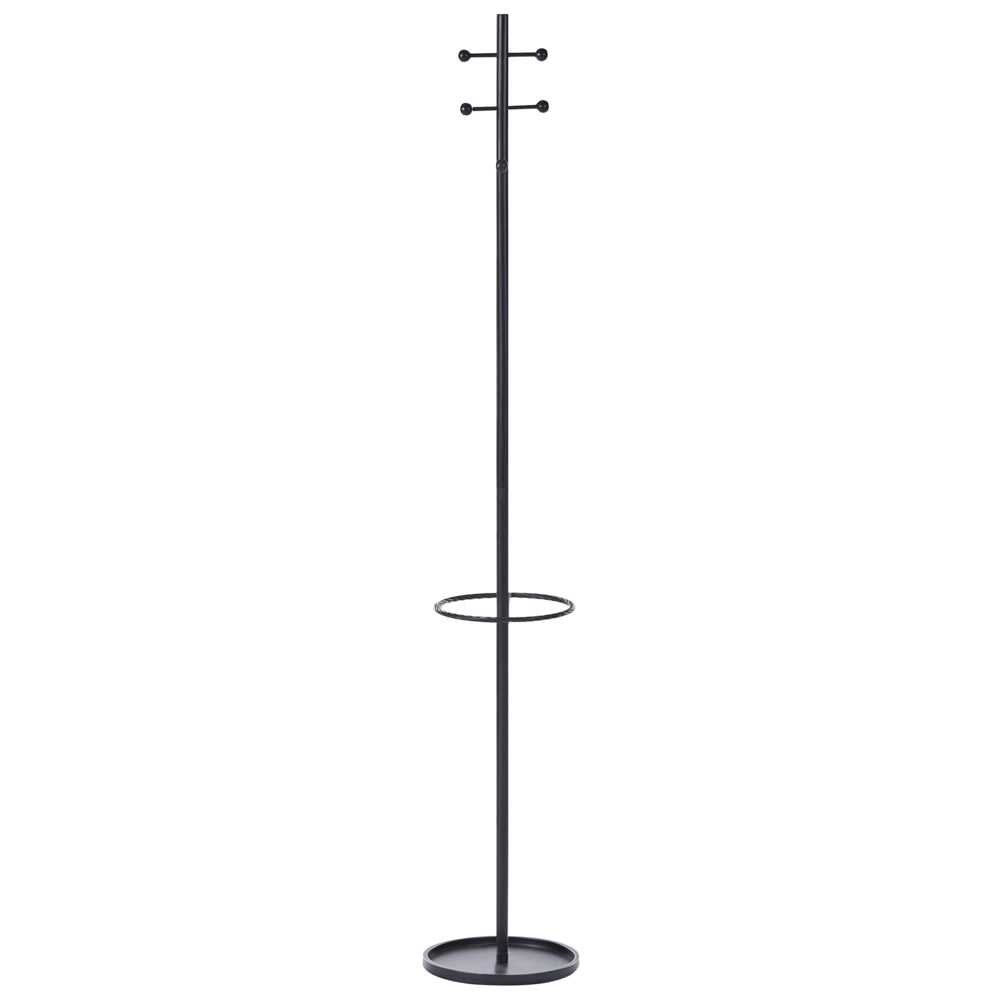Appendiabiti in acciaio nero 180 cm, appendiabiti da terra con portombrelli, moderno per ingresso