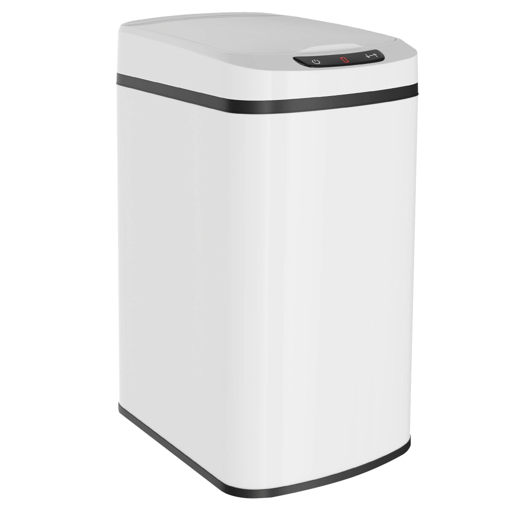 Cestino Rifiuti Infrarossi 12L ¨C zephmum ¨C Acciaio Inox, ABS, PP, Bianco, 28x22x41 cm