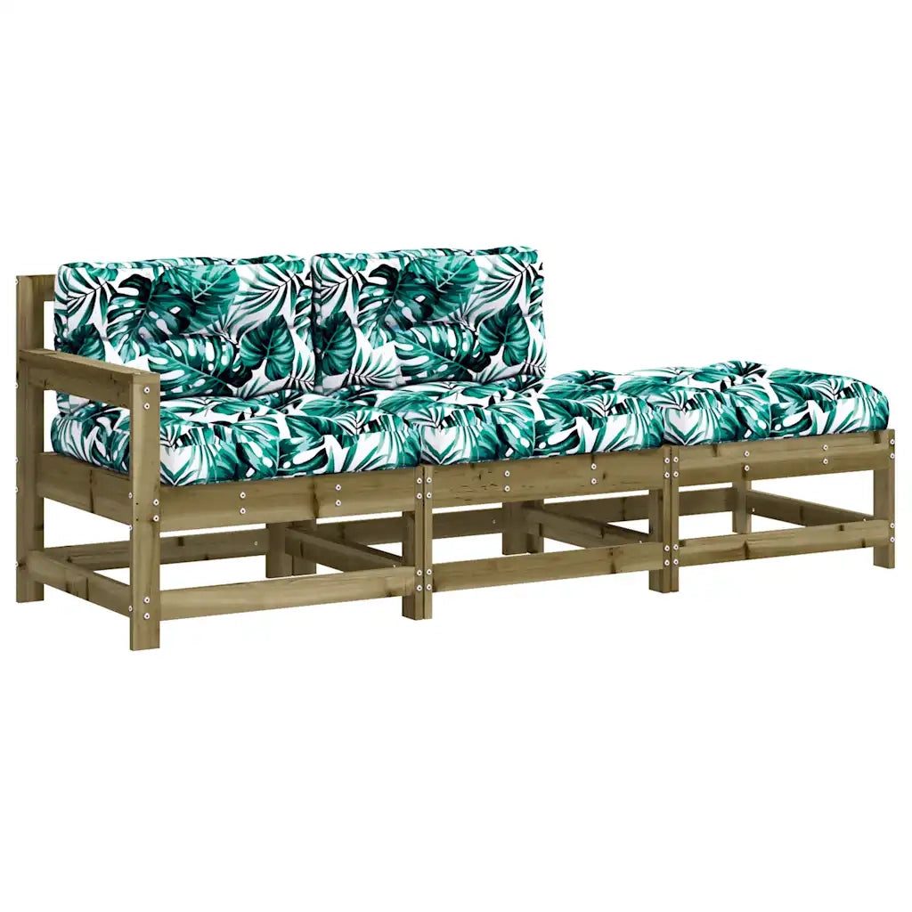 Set Divani da Giardino 3pz | Set Salotto da Giardino con Cuscini Legno Impregnato di Pino