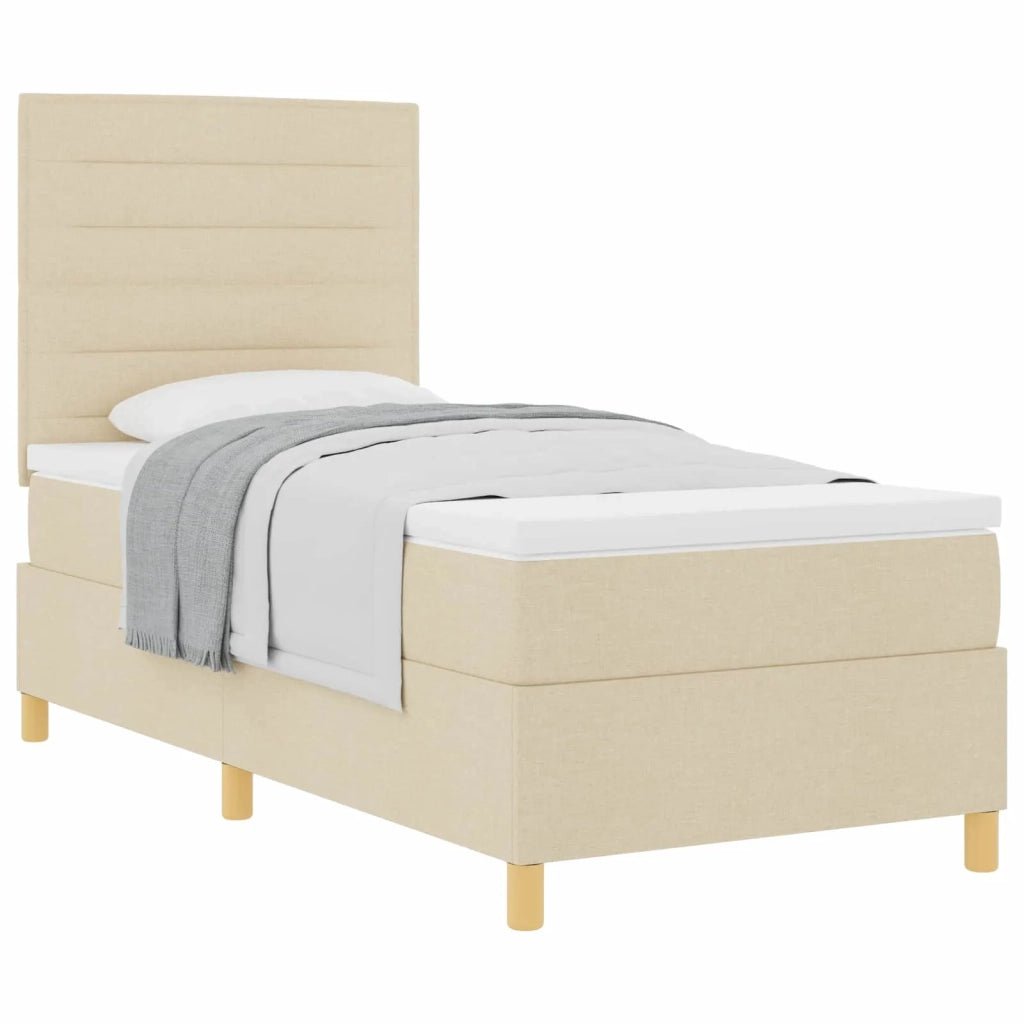 Letto a molle con materasso Crema 100 x 200 cm Tessuto 3339523