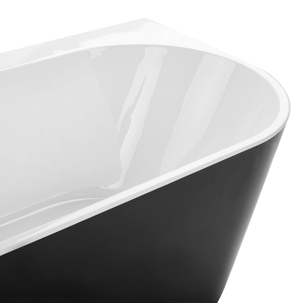 Vasca Da Bagno Nera Sanitaria Acrilica Ovale Singola 170 x 80 cm Con Sistema Di Troppopieno Tubo Di Scarico Design Moderno