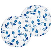 Set di 2 cuscini da giardino in poliestere bianco e blu ⌀ 40 cm Motivo a foglie rotonde Design moderno Cuscino da lancio sparso