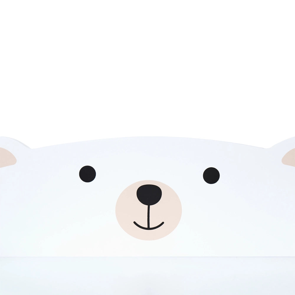Cassettiera a 3 Cassetti per Bambini in Stile Scandinavo a Tema Animale Bianco in MDF e Gambe in Legno di Pino