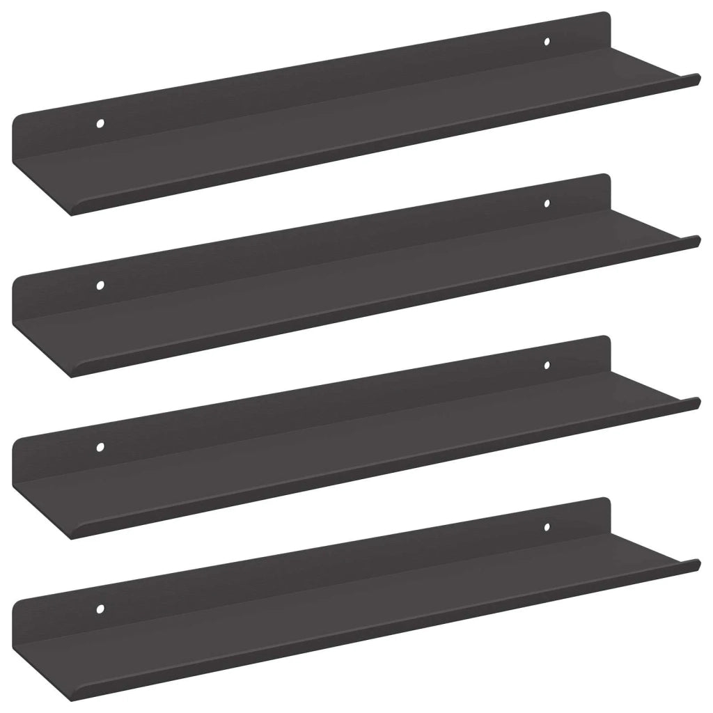 Mensola sospesa 4 pcs Nero 40 x 8,5 x 2,5 cm Acciaio