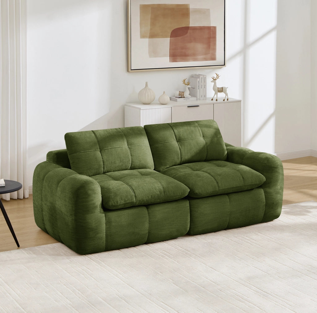 Divano modulare in chenille verde 194x97x68 cm