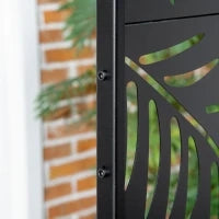 Paravento da Esterno in Acciaio con Motivi a Salice e 2 Piedini, 122x45x198 cm, Nero