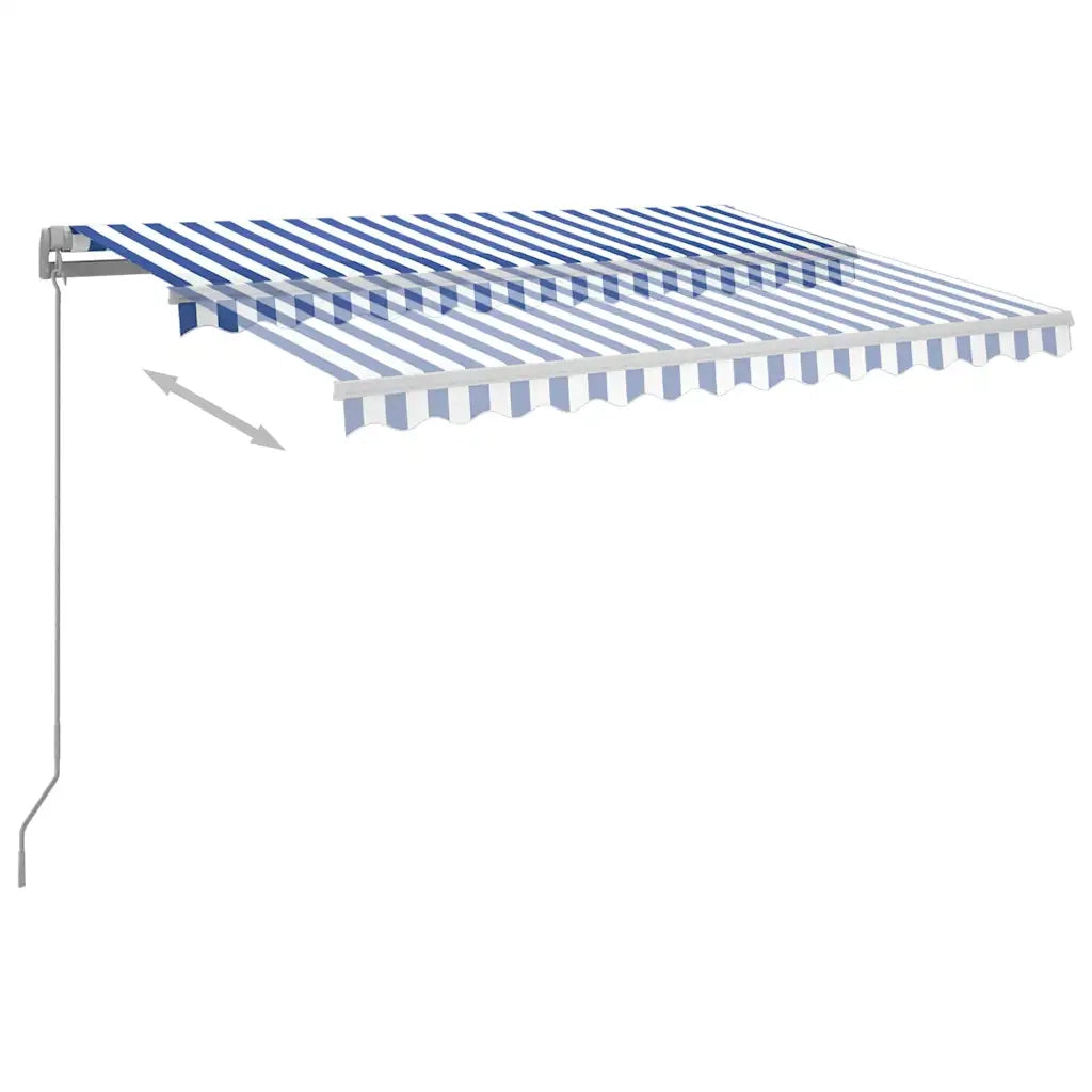 Tenda da Sole Retrattile Manuale con LED 300x250cm Blu e Bianco 3068861