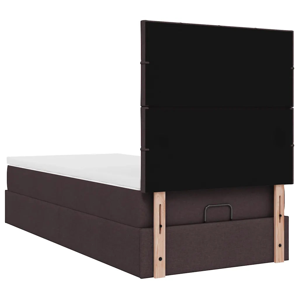 Pouf Letto con Materasso Marrone Scuro 100x200 cm in Tessuto 3313136