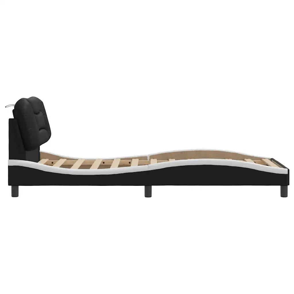 Giroletto senza Materasso Hvar Nero e Bianco 90x200 cm in Similpelle