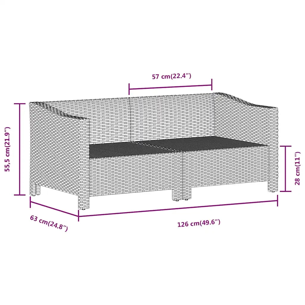 Set da giardino 2 pz | Set Salotto da Giardino con cuscini grigio in polyrattan