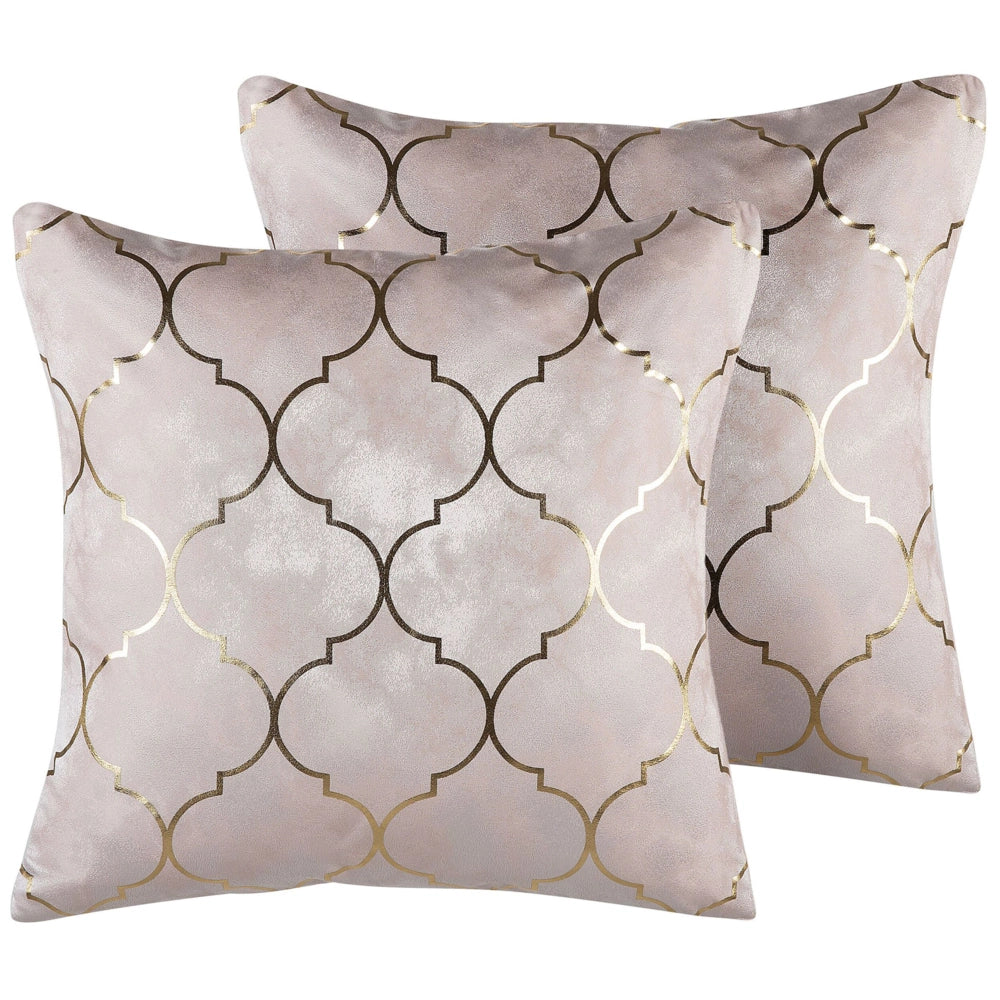 Set di 2 cuscini decorativi motivo quadrifoglio rosa 45 x 45 cm stampa trifoglio marocchino glamour