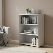 Libreria Aziza, Scaffale da ufficio, Mobile portalibri, Biblioteca, 89x40 h113 cm, Bianco