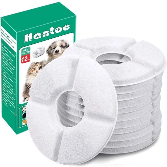 12 pacchi di filtri sostitutivi per fontane per animali, filtri per fontane per animali con resina e carbone attivo, 1,6 l, rotondi