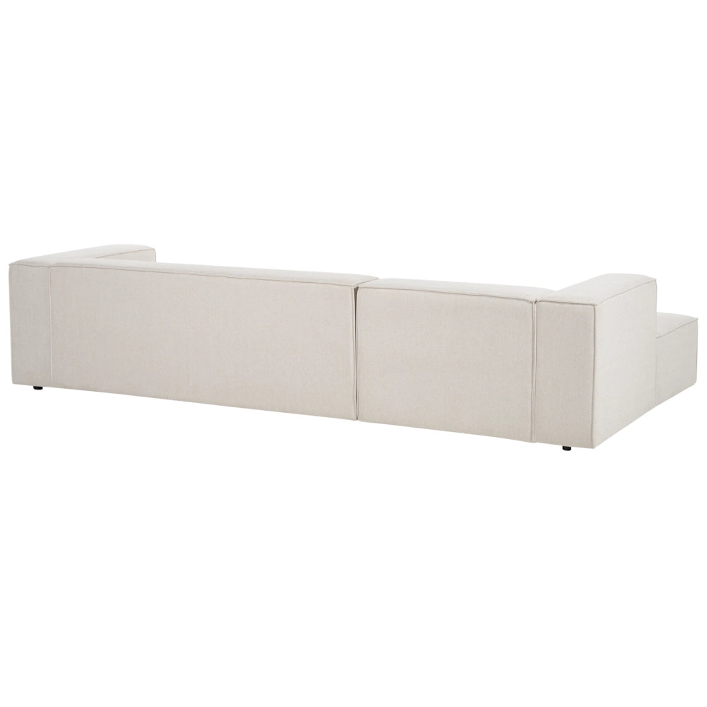 Divano angolare a 3 posti a destra in tessuto beige con braccioli imbottiti Stile minimalista