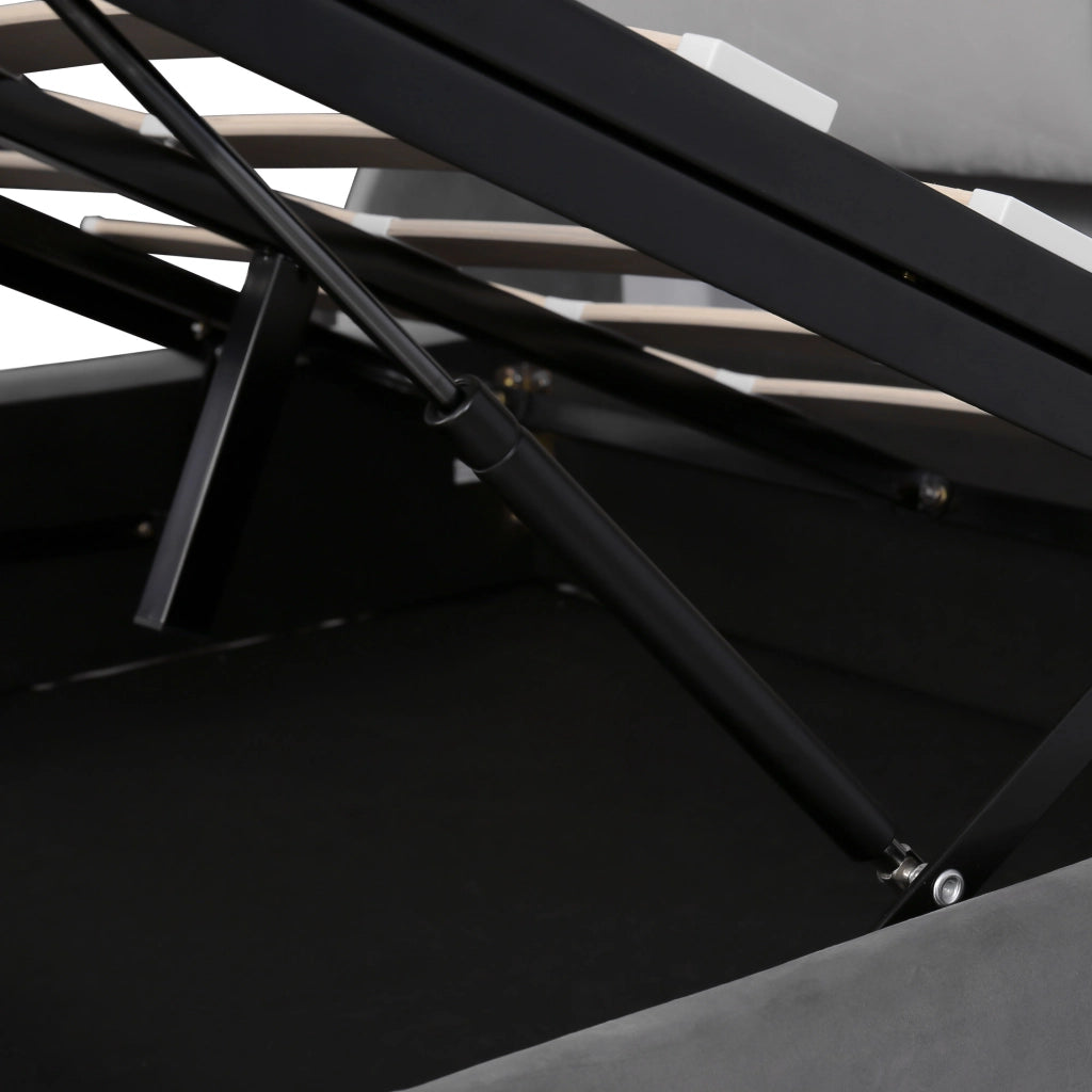 Letto Contenitore Letto Matrimoniale con USB; Tipo C e LED; 160 × 200 cm; senza Materasso; Grigio