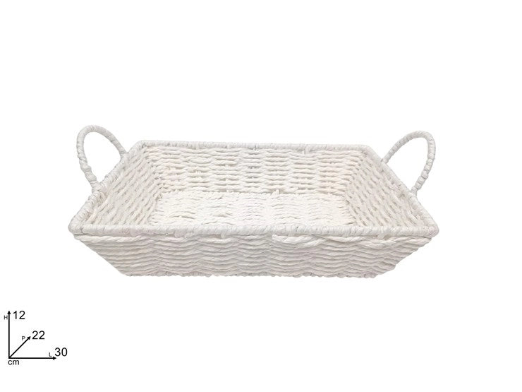 Cesta Rettangolare Regalo Festività Natale Pasqua Bianca 30 x 22 cm